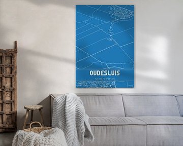 Blauwdruk | Landkaart | Oudesluis (Noord-Holland) van Rezona