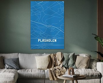 Blauwdruk | Landkaart | Plasmolen (Limburg) van MijnStadsPoster