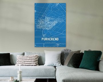 Blauwdruk | Landkaart | Purmerend (Noord-Holland) van MijnStadsPoster