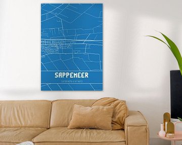 Blauwdruk | Landkaart | Sappemeer (Groningen) van MijnStadsPoster