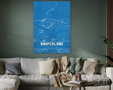 Blauwdruk | Landkaart | Kamperland (Zeeland) van MijnStadsPoster
