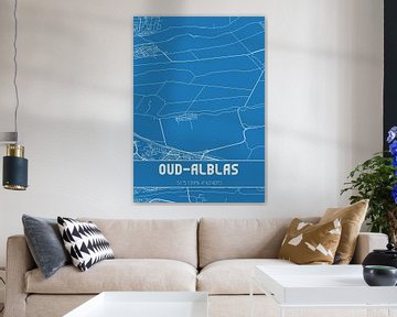 Blauwdruk | Landkaart | Oud-Alblas (Zuid-Holland) van Rezona
