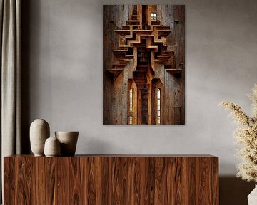 Fantasie interieur van een houten kerk 2 van Rein Bijlsma