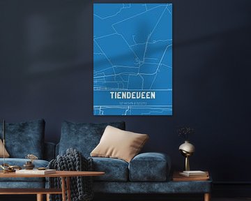 Blauwdruk | Landkaart | Tiendeveen (Drenthe) van Rezona