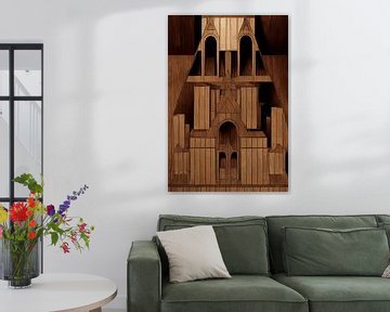 Fantasie-interieur van een houten kerk 4 van Rein Bijlsma