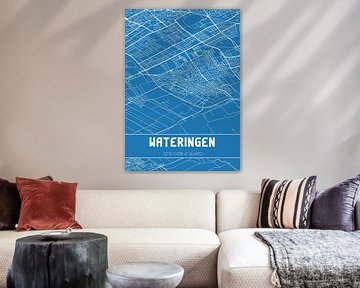 Blauwdruk | Landkaart | Wateringen (Zuid-Holland) van Rezona