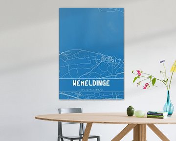 Blauwdruk | Landkaart | Wemeldinge (Zeeland) van MijnStadsPoster