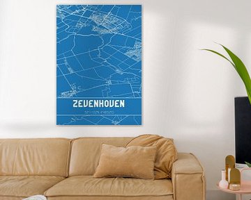 Blauwdruk | Landkaart | Zevenhoven (Zuid-Holland) van Rezona
