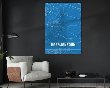 Blauwdruk | Landkaart | Heerjansdam (Zuid-Holland) van MijnStadsPoster