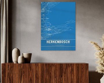 Blauwdruk | Landkaart | Herkenbosch (Limburg) van MijnStadsPoster