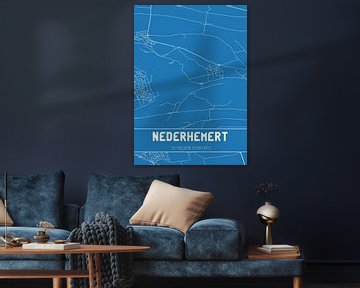 Blauwdruk | Landkaart | Nederhemert (Gelderland) van MijnStadsPoster