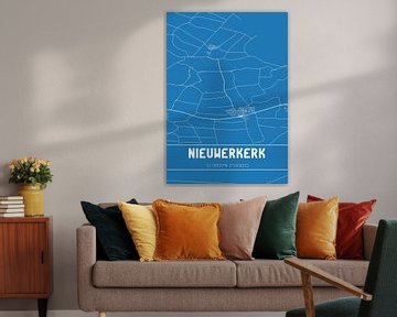 Blauwdruk | Landkaart | Nieuwerkerk (Zeeland) van MijnStadsPoster