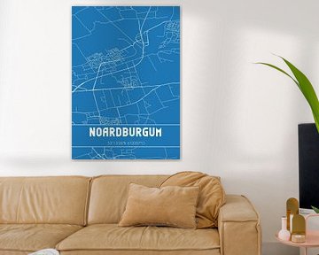 Blauwdruk | Landkaart | Noardburgum (Fryslan) van MijnStadsPoster