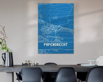 Blauwdruk | Landkaart | Papendrecht (Zuid-Holland) van MijnStadsPoster