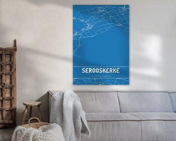 Blauwdruk | Landkaart | Serooskerke (Zeeland) van MijnStadsPoster