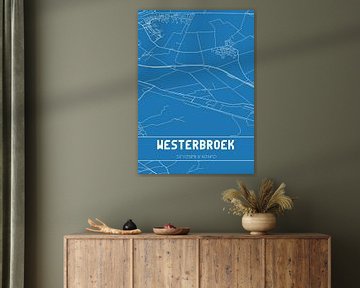 Blauwdruk | Landkaart | Westerbroek (Groningen) van MijnStadsPoster