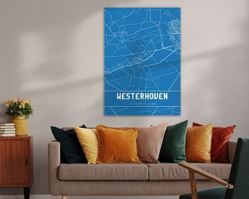 Blauwdruk | Landkaart | Westerhoven (Noord-Brabant) van MijnStadsPoster
