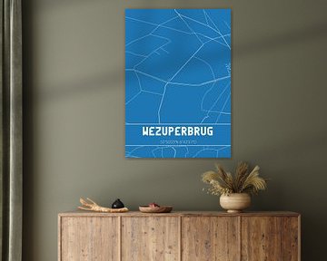 Blauwdruk | Landkaart | Wezuperbrug (Drenthe) van MijnStadsPoster