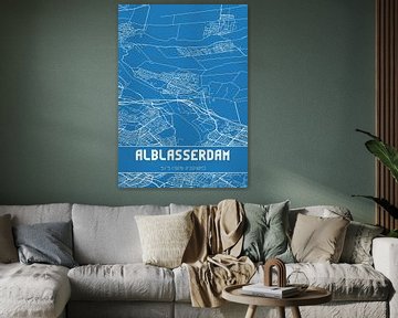 Blauwdruk | Landkaart | Alblasserdam (Zuid-Holland) van MijnStadsPoster