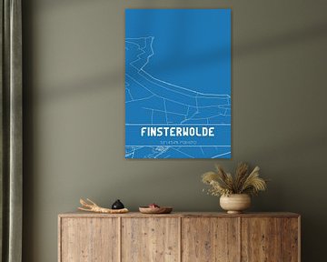 Blauwdruk | Landkaart | Finsterwolde (Groningen) van MijnStadsPoster