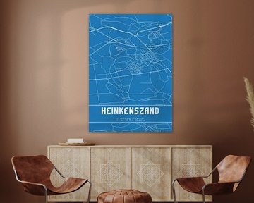 Blauwdruk | Landkaart | Heinkenszand (Zeeland) van MijnStadsPoster