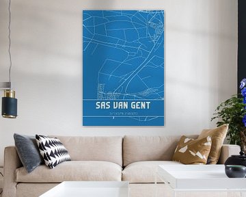 Blauwdruk | Landkaart | Sas van Gent (Zeeland) van Rezona