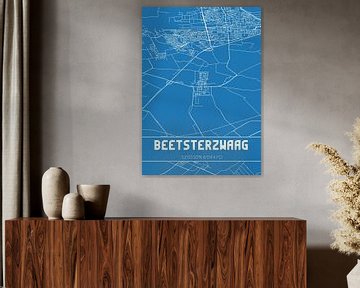 Blauwdruk | Landkaart | Beetsterzwaag (Fryslan) van Rezona