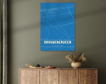 Blauwdruk | Landkaart | Drouwenerveen (Drenthe) van Stad & Wand