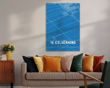 Blauwdruk | Landkaart | 1e Exloërmond (Drenthe) van MijnStadsPoster