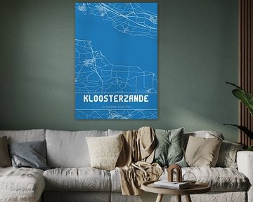 Blauwdruk | Landkaart | Kloosterzande (Zeeland) van MijnStadsPoster