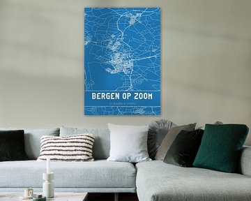 Blauwdruk | Landkaart | Bergen op Zoom (Noord-Brabant) van Rezona