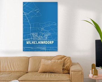 Blauwdruk | Landkaart | Wilhelminadorp (Zeeland) van MijnStadsPoster