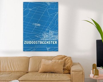 Blauwdruk | Landkaart | Zuidoostbeemster (Noord-Holland) van Rezona