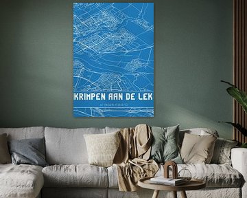 Blauwdruk | Landkaart | Krimpen aan de Lek (Zuid-Holland) van Rezona