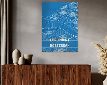 Blauwdruk | Landkaart | Europoort Rotterdam (Zuid-Holland) van Rezona