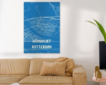 Blauwdruk | Landkaart | Hoogvliet Rotterdam (Zuid-Holland) van MijnStadsPoster