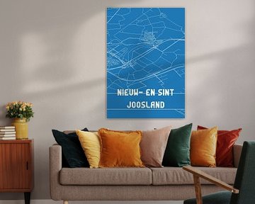 Blauwdruk | Landkaart | Nieuw- en Sint Joosland (Zeeland) van MijnStadsPoster