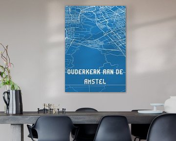 Blauwdruk | Landkaart | Ouderkerk aan de Amstel (Noord-Holland) van MijnStadsPoster