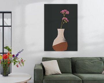Collage vaas met bloem, botanische prent van Studio Allee
