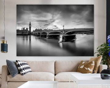 London Westminster Bridge in schwarz weiss von Manfred Voss, Schwarz-weiss Fotografie