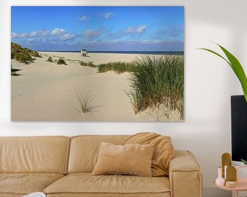 Paysage de dunes de Terschelling avec la maison du bateau de sauvetage sur FotoBob
