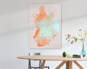 Watercolor splash (oranje blauw) van Studio Allee