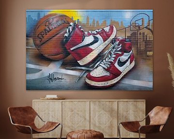 Nike air jordan 1 Basketball graffiti kunst von Jos Hoppenbrouwers