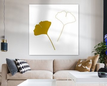 Blad van Ginkgo Biloba of Tempelboom, abstract en minimalistisch I van Caroline Drijber