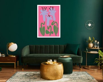Abstract in roze, lila en groen van Studio Allee