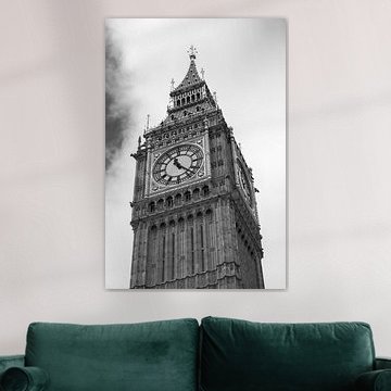 Big Ben in zwart wit in Londen, Engeland - vintage straatfotografie en reisfotografie van Christa Stroo fotografie
