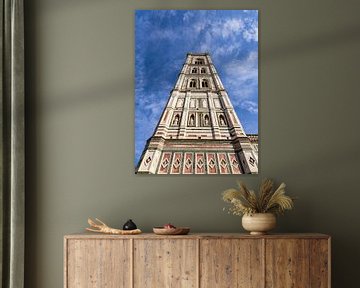 View of the Campanile di Giotto bell tower at the Duomo in Florence, by Rico Ködder