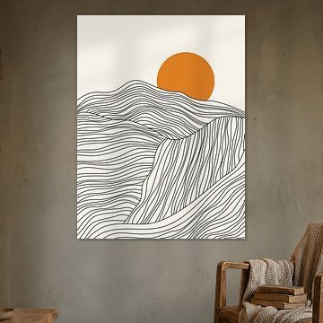 Berge in Linien mit untergehender Sonne