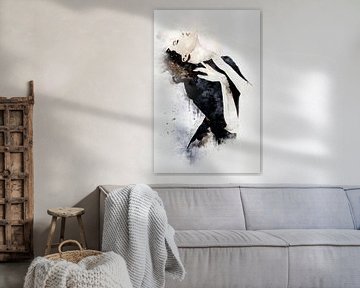 Mijn verlangen | Mooie vrouw in zwart wit aquarel