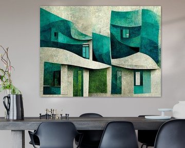 Abstract aqua huis woning van Color Square